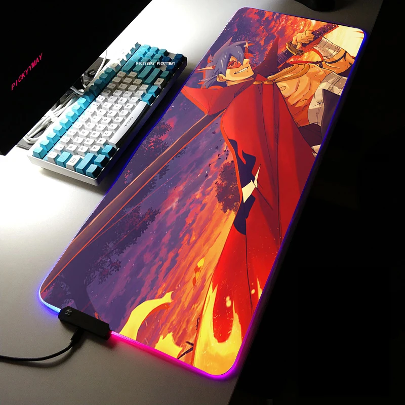 Tengen Toppa Gurren Lagann Gamer Soft RGB Mousepad XXL Locking Edge Large Mouse Pad With LED 12 - Gurren Lagann Store