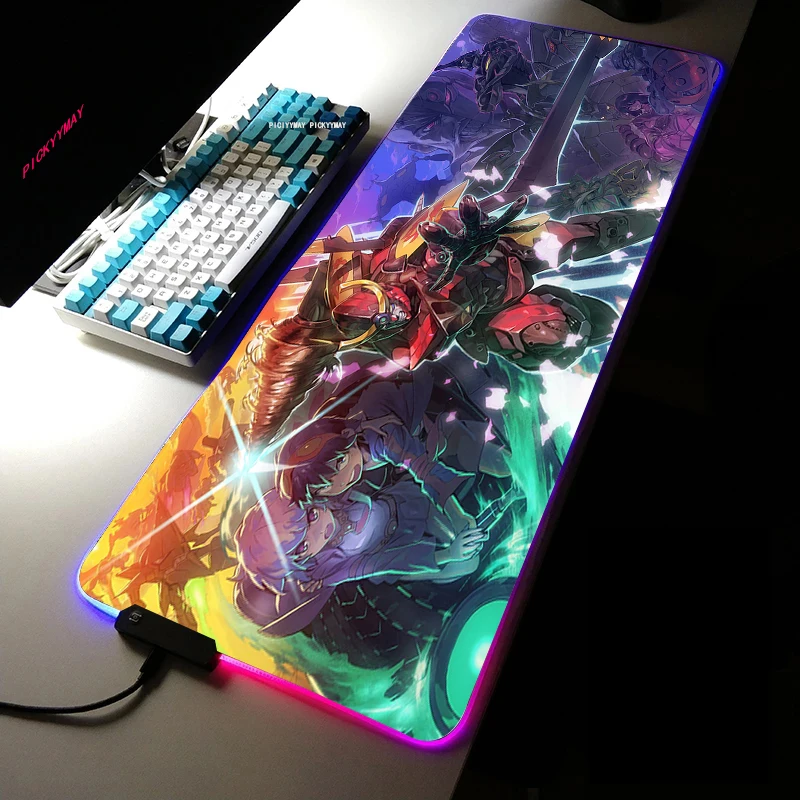 Tengen Toppa Gurren Lagann Gamer Soft RGB Mousepad XXL Locking Edge Large Mouse Pad With LED 2 - Gurren Lagann Store