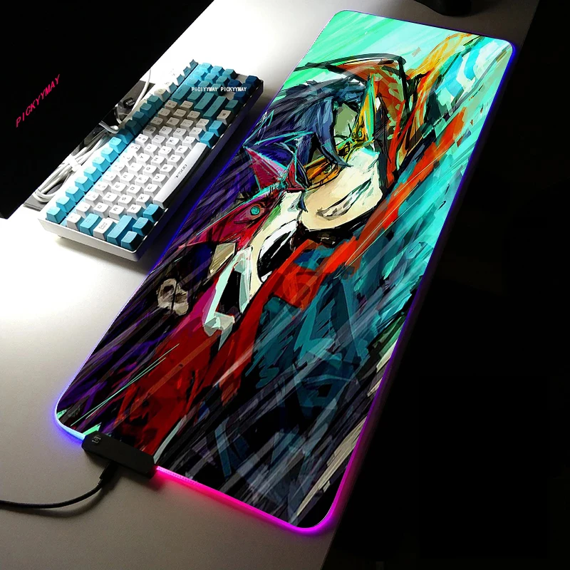 Tengen Toppa Gurren Lagann Gamer Soft RGB Mousepad XXL Locking Edge Large Mouse Pad With LED 3 - Gurren Lagann Store