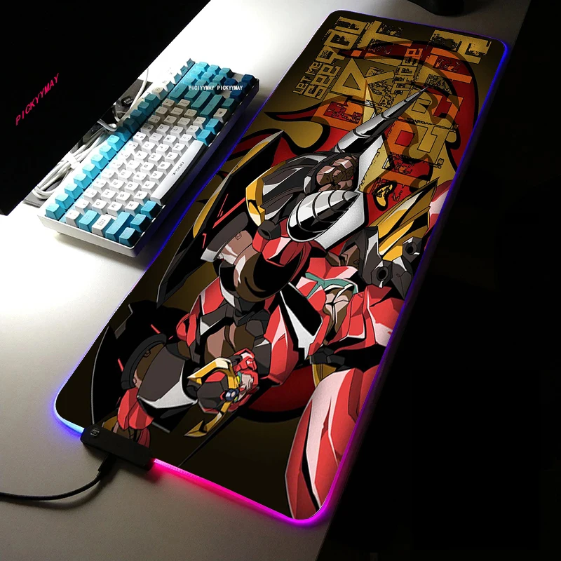 Tengen Toppa Gurren Lagann Gamer Soft RGB Mousepad XXL Locking Edge Large Mouse Pad With LED 7 - Gurren Lagann Store